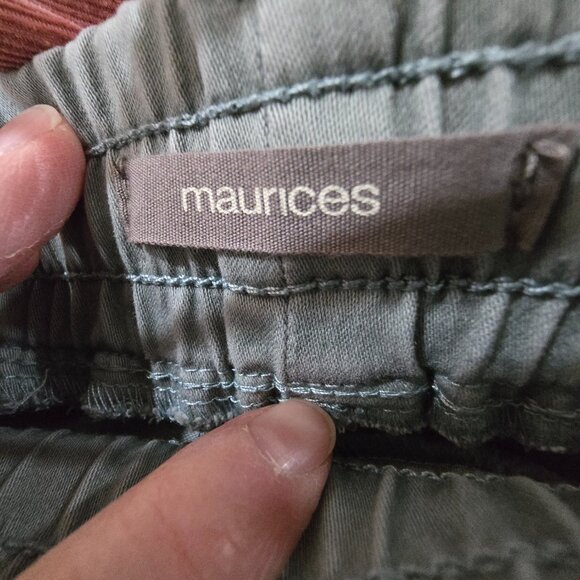 Maurices Pants Women's Large Reg Cotton Blend Elastic Waist Blue Pockets Tapered - Picture 4 of 5